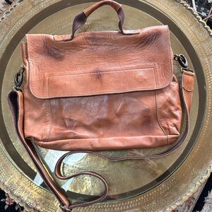 BED|STU Brown Leather Satchel Briefcase w/ Shoulder Strap